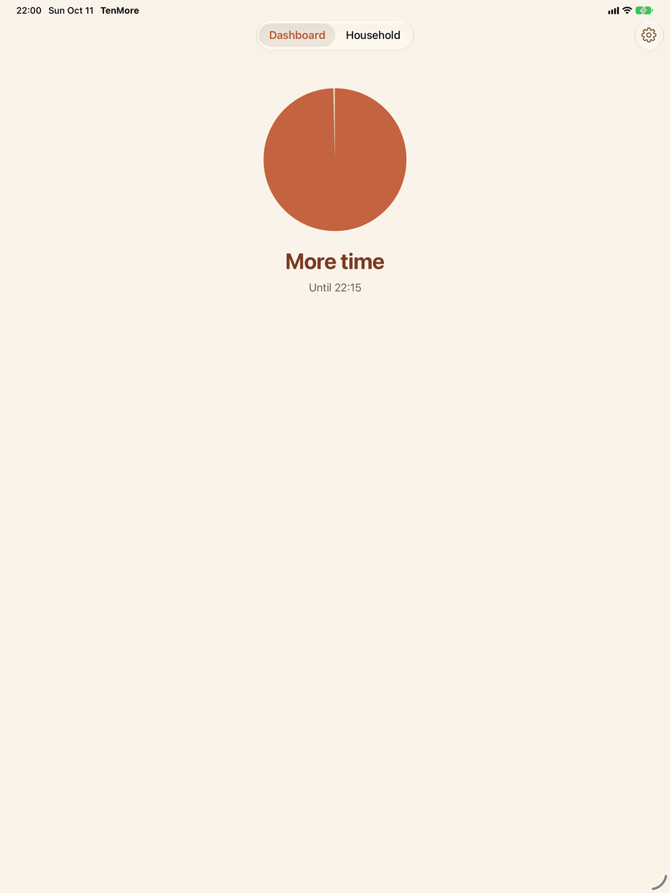 Child’s iPad after the grant: more time until 22:15.